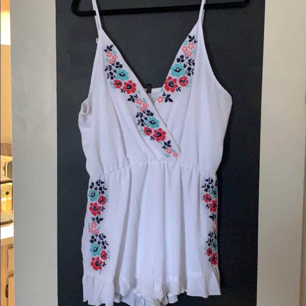 White embroidered romper